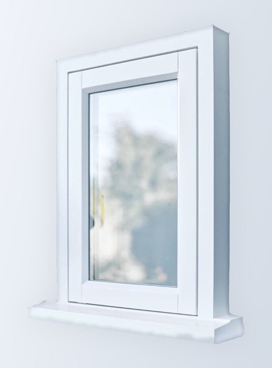 White timber flush casement window in the studio